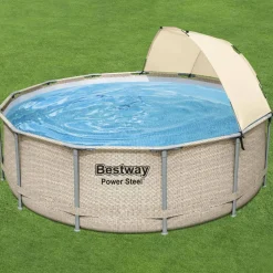 Basen stelażowy z baldachimem Power Steel 396 x 107 cm BESTWAY