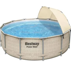 Basen stelażowy z baldachimem Power Steel 396 x 107 cm BESTWAY
