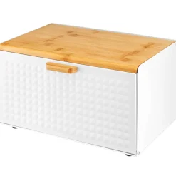 Chlebak z bambusową pokrywą Scandi kremowy 35,5 x 21,5 cm AMBITION
