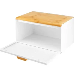 Chlebak z bambusową pokrywą Scandi kremowy 35,5 x 21,5 cm AMBITION