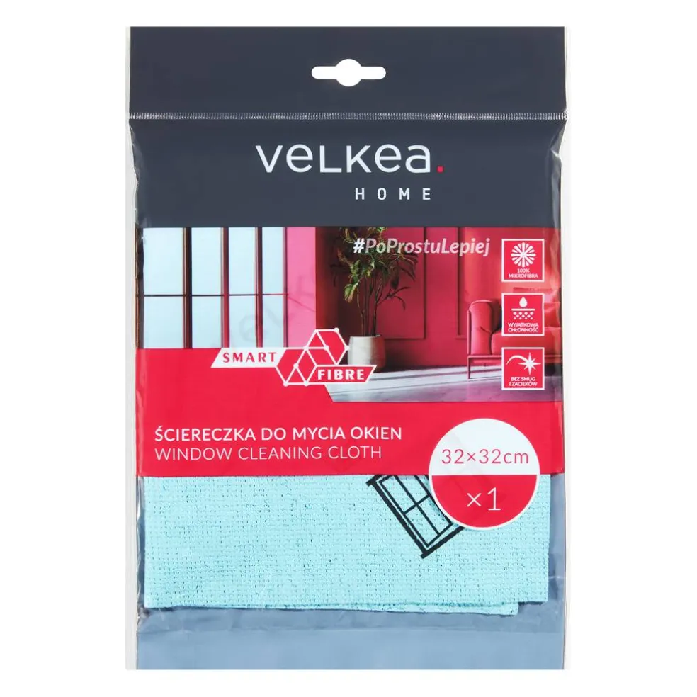 Ściereczka do mycia okien z mikrofibry Smart Fibre 32 cm x 32 cm VELKEA