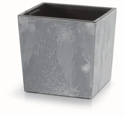Donica ogrodowa z wkładem Urbi Square Low Beton Effect 24 x 23,5 cm marengo PROSPERPLAST