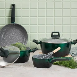 Garnek aluminiowy z pokrywką Ombre Green AMBITION