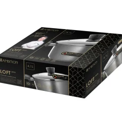 Garnek z pokrywką Loft z powłoką Qualum Basic Stone Edition 24 cm 4,6 l AMBITION