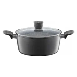 Garnek z pokrywką Loft z powłoką Qualum Basic Stone Edition 24 cm 4,6 l AMBITION