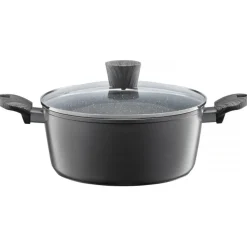 Garnek z pokrywką Loft z powłoką Qualum Basic Stone Edition 24 cm 4,6 l AMBITION