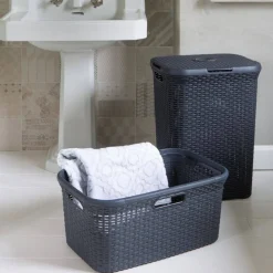 Kosz na pranie Rattan Style ciemnoszary CURVER