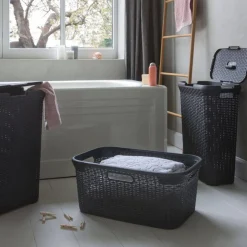 Kosz na pranie Rattan Style ciemnoszary CURVER