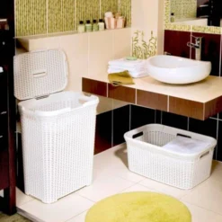 Kosz na pranie Rattan Style kremowy CURVER