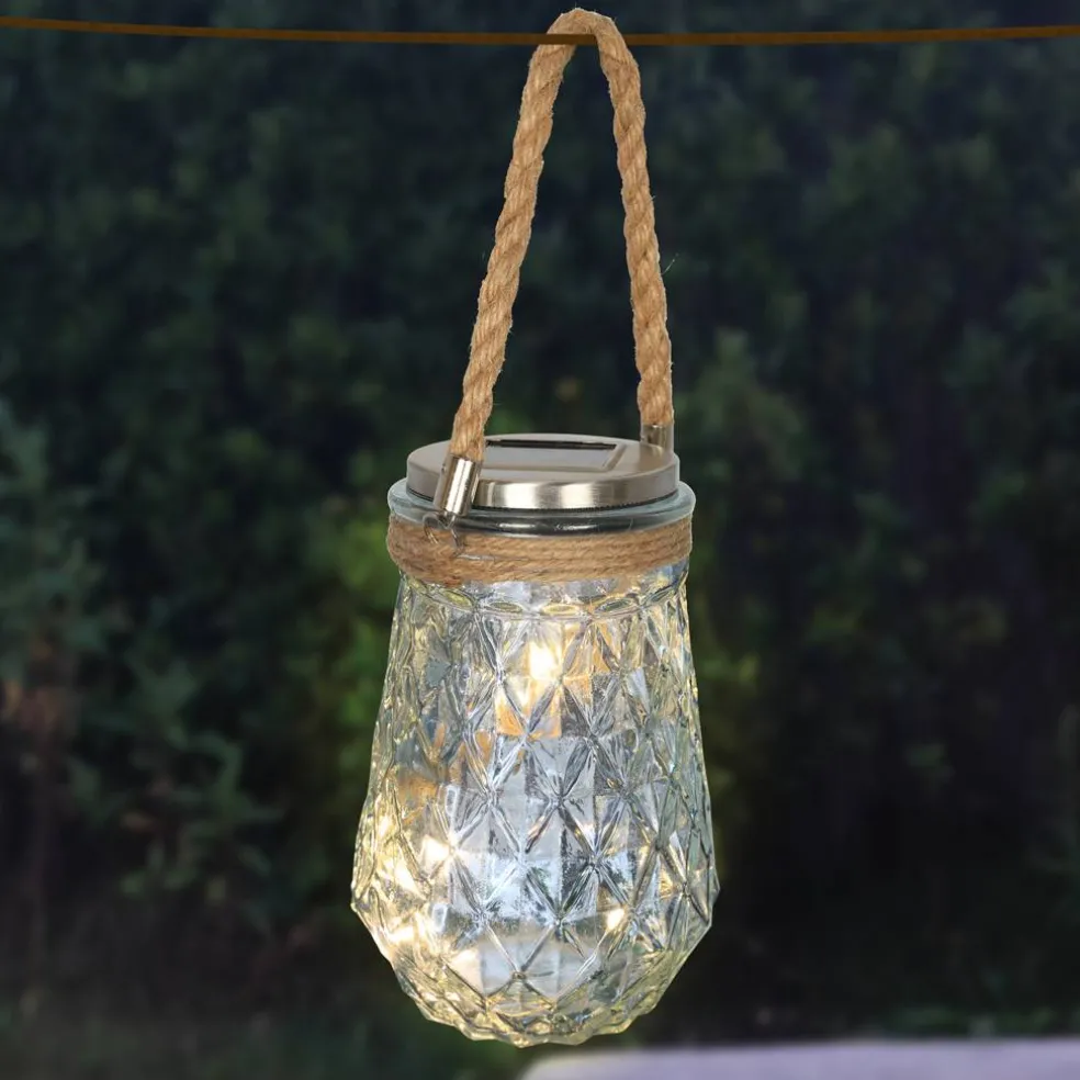 Lampa solarna 11,5 x 17,8 cm wiszący słoik PATIO