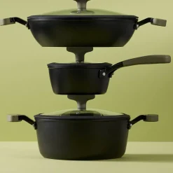 Patelnia głęboka z pokrywą z powłoką Qualum Basic Mossa 28 cm AMBITION
