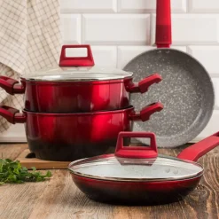 Patelnia Qualum Ceramic Stone Edition Ombre Red AMBITION