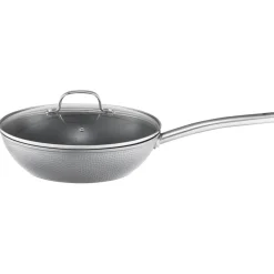 Patelnia wok z pokrywą z powłoką Qualum Basic Bubble 28 cm AMBITION