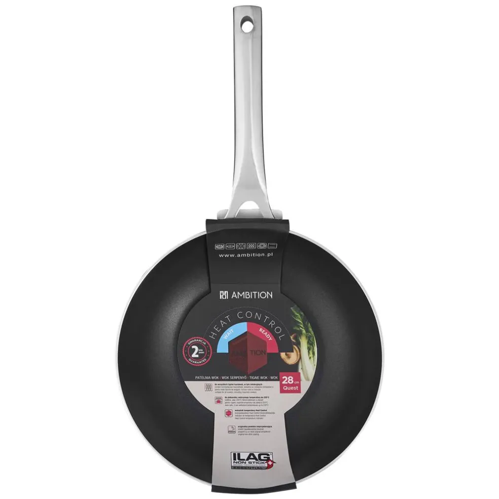 Patelnia wok z powłoką Ilag Essential Quest 28 cm AMBITION