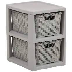 Regał z 2 koszykami Rattan BRANQ