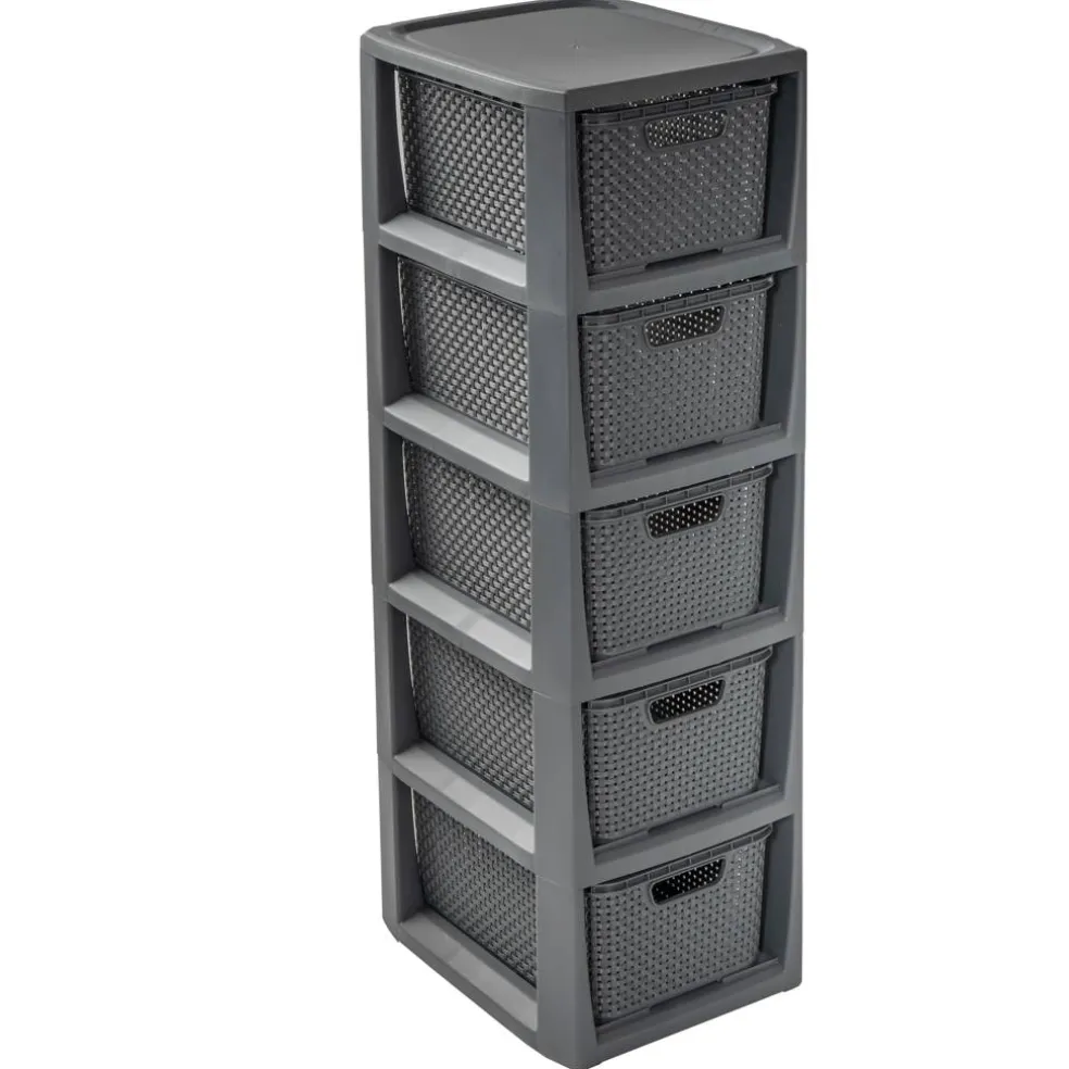 Regał z 5 koszykami Rattan BRANQ