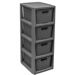 Regał z 4 koszykami Rattan BRANQ