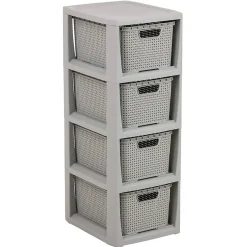 Regał z 4 koszykami Rattan BRANQ