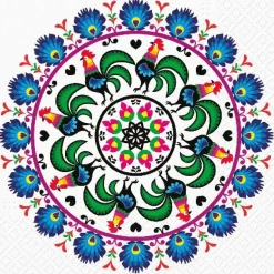 Serwetki papierowe Rooster Circle Folk 33 x 33 cm 20 szt. PAW