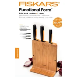 Zestaw 3 noży w bloku bambusowym Functional Form FISKARS